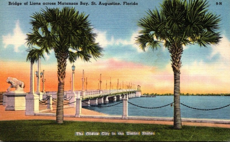 Florida St Augustine Bridge Of Lions Across Matanzas Bay