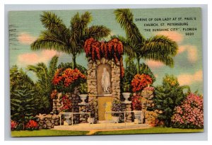 Vintage 1940s Postcard Shrine of our Lady St Pauls Church St Petersburg Florida
