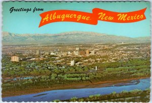 c1970s Albuquerque NM Greetings from City Skyline Downtown Rio Grande 4x6 PC M12