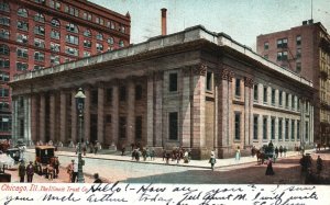 Vintage Postcard 1906 The Illinois Trust Co. Building Cars Chicago Illinois IL