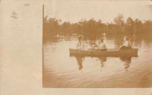 Ohio Women in Boat Man Rowing Real Photo Antique Postcard J76890