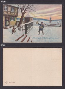 Vinatga postcard GERMANY, Merry Christmas, Postman