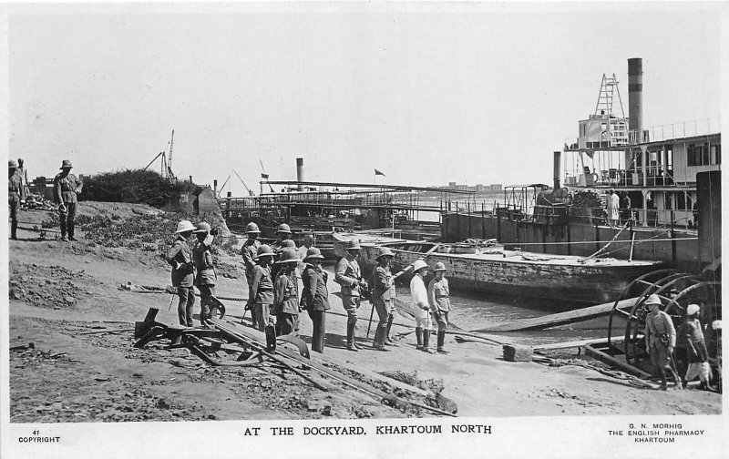 US5432 at the dockyard khartoum north ship soldiers  real photo sudan africa
