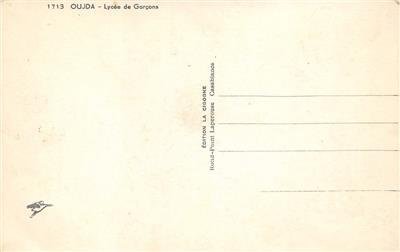 RPPC Oujda, Morocco, Lycée de Garçons High School ca 1940s Vintage Postcard