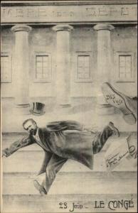 Political Satire Propaganda 23 Juin Le Conge - Caricature c1910 Postcard