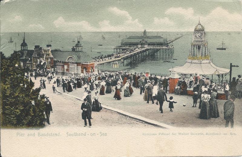 Pier and Bandstand, Southend-On-Sea, England, Early Postcard, Used in 1904