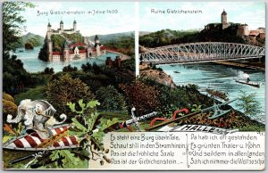 Burg Giebichenstein Germany Im Jahre 1400 Ruine Castle River Bridge Postcard