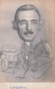 Captain Goldney The Mad Army Horse Rider Car Traffic Jam Military Comic Postcard