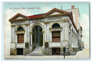 1909 Old National Bank, Spokane Washington WA Antique Postcard