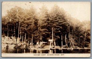 Postcard RPPC c1928 Severn River ONT Nagiwa Camp Split Ring Cancel Severn Park
