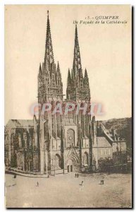 Old Postcard Quimper facade of the Cathedral