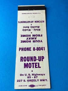 Vintage Matchbook Cover Round-Up Motel Cheyenne, Wyoming MB155