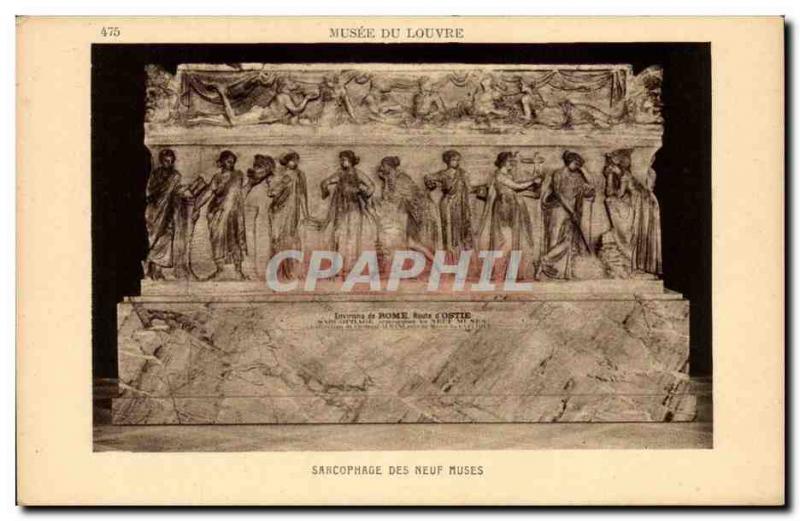 Old Postcard Paris Musee du Louvre Sarcophagus of the Muses nine