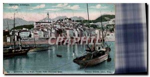 CARTE Postale Old Menton harbor the Old City New Quay Fishing Boat