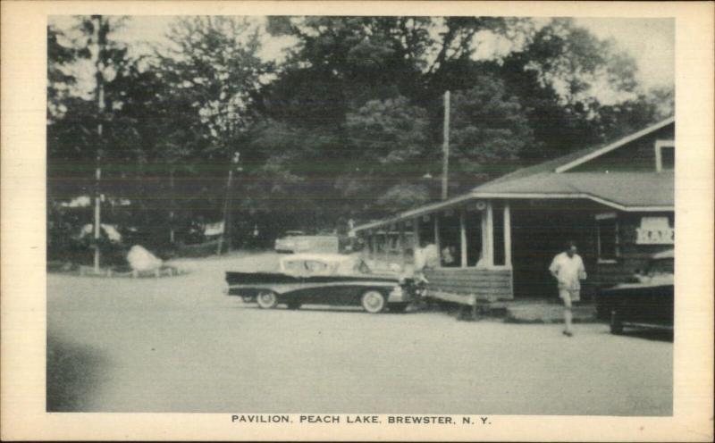 Brewster NY Peach Lake Pavilion Bldg Postcard