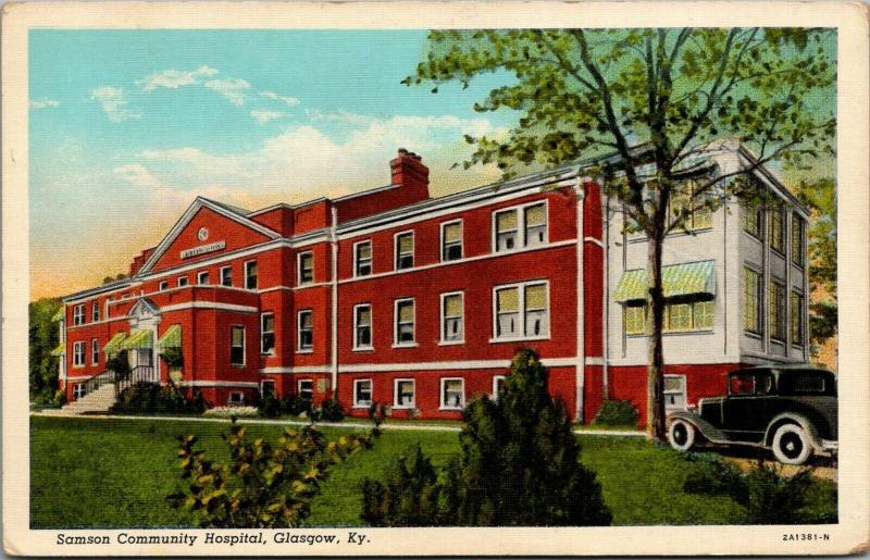 Glasgow KentuckySamson Community Hospital1932 Linen Postcard