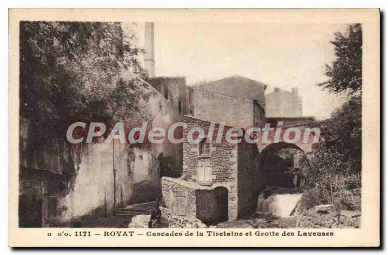 Old Postcard Royat Cascades Tiretaine and Cave Washing Machine