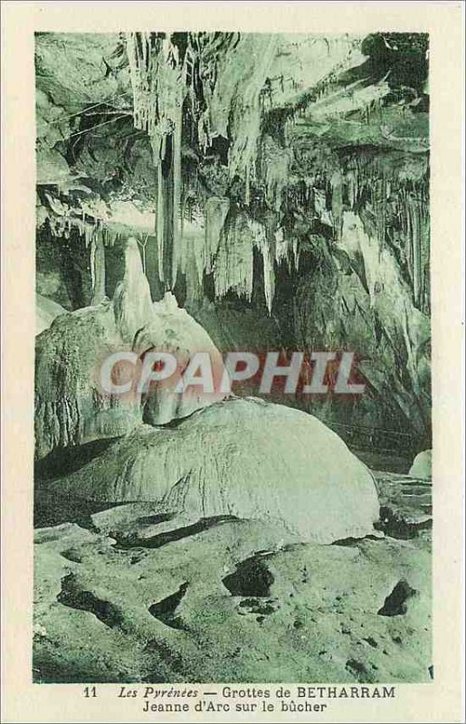 Old Postcard The Pyrenees Caves of Betharram Joan of Arc at the stake