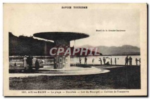 Old Postcard Aix Les Bains Douches Beach Lake Bourget Hill Tresserve
