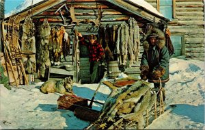 Postcard YT Circle City Trapper's Cabin Snowshoes Furs Sleds Winter 1960s S102