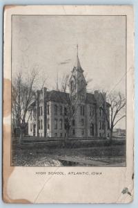 Postcard IA Atlantic High School Pre 1908 View N15