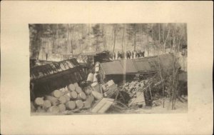 Rutland Railroad RR Train Wreck North of Bellows Falls Real Photo Postcard