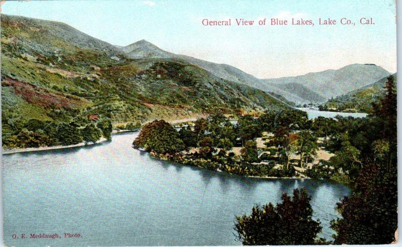 BLUE LAKES, CA California  BIRDSEYE VIEW   c1910s Meddaugh Lake County Postcard