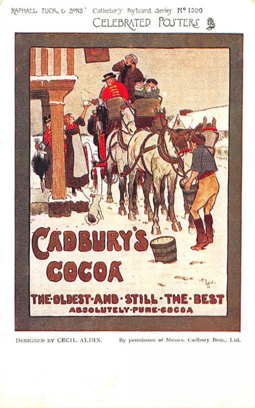 Cadbury's Cocoa Raphael Tuck Celebrated Posters Signed Cecil Aldin Postcard