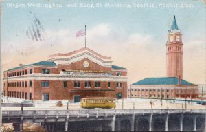 Seattle WA Oregon-Washington & King St. Stations c1925 Mitchell Postcard G47