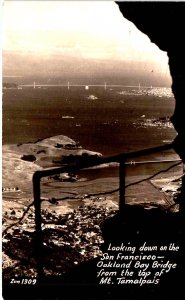 RPPC - San Francisco, Calif -The San Fran-Oakland Bridge from Mt. Tamalpais