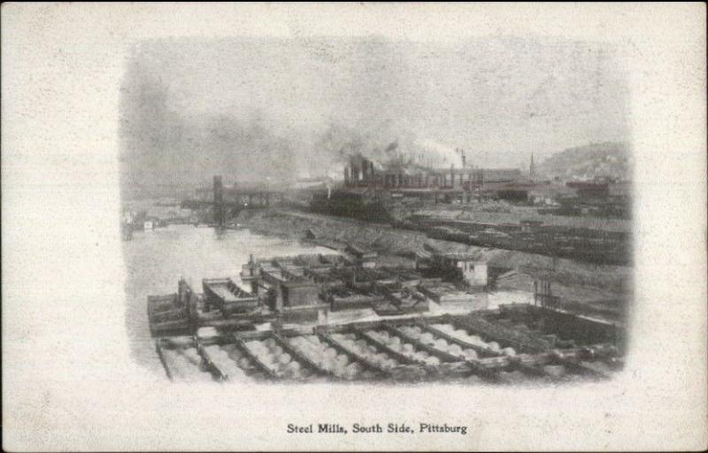 Pittsburgh PA Steel Mills South Side c1910 Postcard