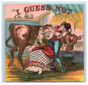 1880's-90's G.S. Harris Cigar Box Label I Guess Not Humorous Milk Cow 7T 