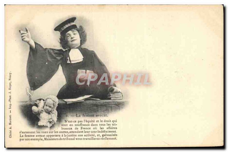 Old Postcard Fancy Doll Woman Lawyer Is not the fairness and the right who ar...