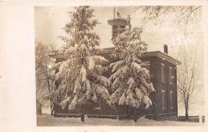 E95/ Smithfield Ohio RPPC Postcard Jefferson Co c1910 School Building Snow 13