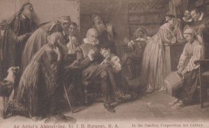 An Artists Almsgiving JB Burgess Art Gallery Antique Postcard