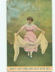 Divided-Back PRETTY WOMAN Risque Interest Postcard AA8105