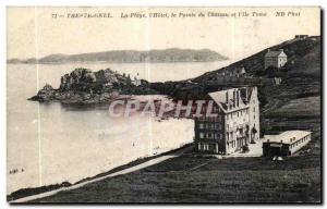 Old Postcard Trestrignel La Plage The Hotel du Chateau Pointe and L iie Tome