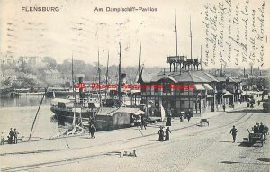 Germany, Flensburg, Am Dampschiff-Pavillon, Steamers at Dock,W Brushaber No 1237