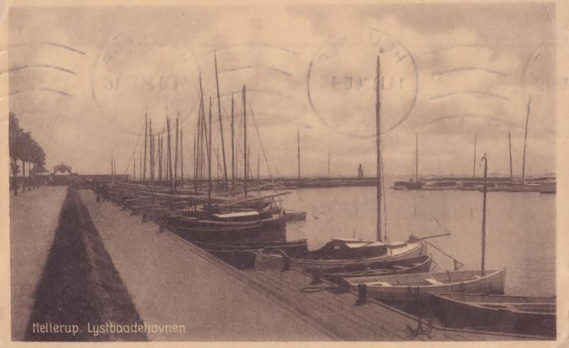 Hellerup Harbour Copenhagen Denmark Boats WW1 1918 Old Postcard