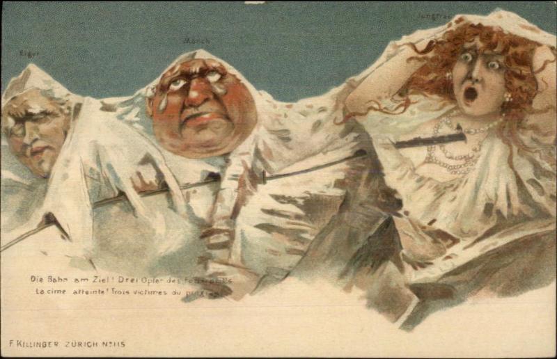 Swiss Mountains Metamorphic Fantasy Faces Killinger #115 c1905 Postcard