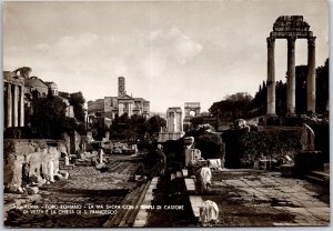Foro Romano La Via Sacra Con I Templi Di Castore Italy Real Photo RPPC Postcard
