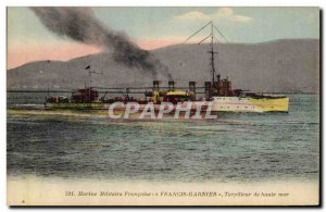 Postcard Old War Ship Francis Garnier offshore Torpilleur