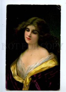 233556 Lady LONG HAIR by Angelo ASTI vintage TSN #600 color PC