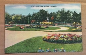 VINTAGE UNUSED LINEN POSTCARD - CITY PARK, DENVER, COLORADO