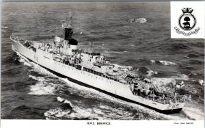 RPPC    Brittish Naval Ship    HMS BERWICK  Port View  c1950s    Postcard