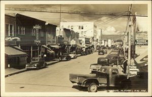 Fairbanks AK 2nd Ave Model Caf‚ Cars Trucks Chevy? Real Photo Postcard