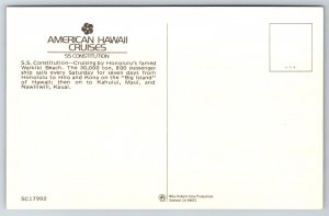 SS Constitution American Hawaii Cruises Waikiki Beach Maui Postcard M15