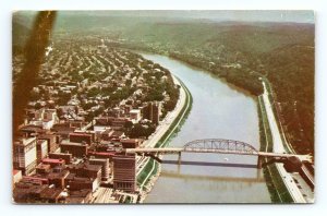 Downtown Aerial View Charleston West Virginia WV Chrome Postcard C18