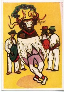 153694 Brazil BULL Dance by Skliar Old postcard