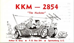 QSL Radio Postcard SC Spartanburg KKM-2854 The Huckster Arthur D Gray 1970s V167